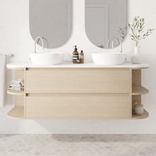 Avion 1500mm Wall Hung Double Vanity with Solid Surface Countertop